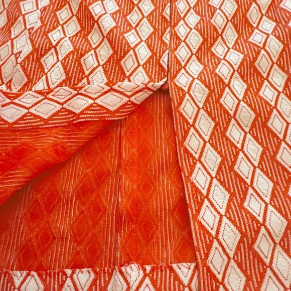 Montgomery Ward, Woman’s Vintage Short-Sleeve Orange Patterned Men’s Shirt - Picture 4 of 4